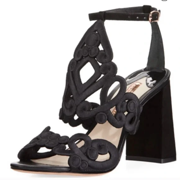 Sophia Webster Black Embroidery Block Heels/Sandals - Picture 2 of 13